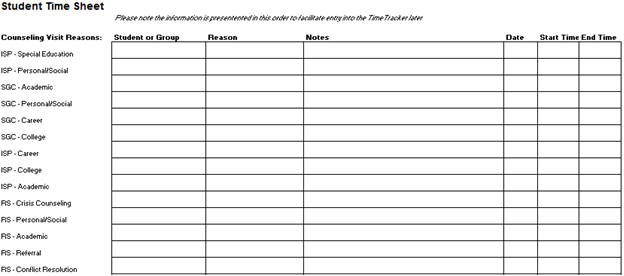 student time sheet